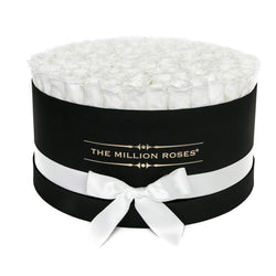 The Million Large Luxury Box - White Eternity Roses - Black Box - The Million Roses Slovakia