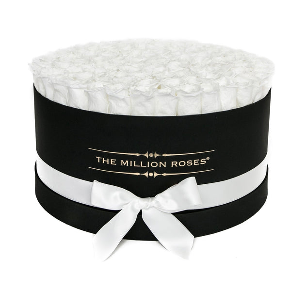 The Million Large Luxury Box - White Eternity Roses - Black Box - The Million Roses Slovakia