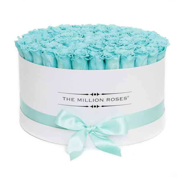 The Million Large Luxury Box - Tiffany Blue Eternity Roses - White Box - The Million Roses Slovakia