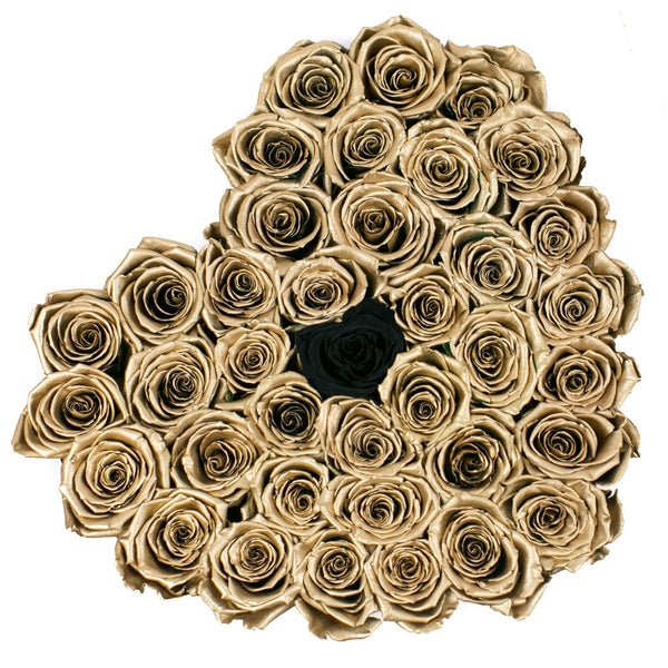 The Million Love Heart - Gold Eternity Roses - Black & Gold Box - The Million Roses Slovakia