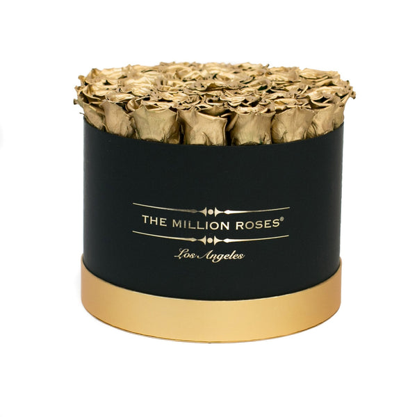 Medium - Gold Eternity Roses - Black & Gold Box - The Million Roses Slovakia