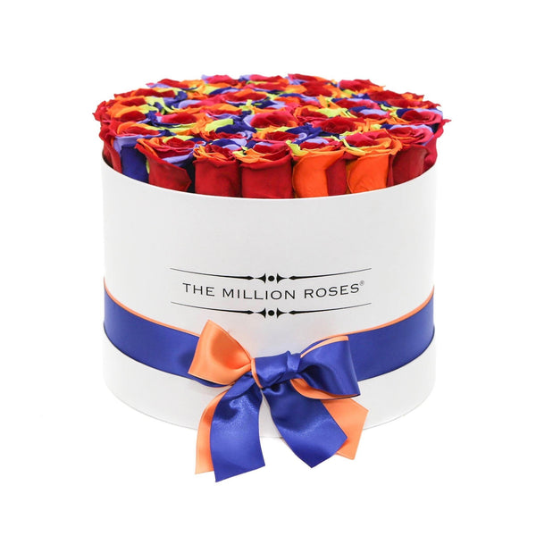 Medium - Rainbow Eternity Roses - White Box - The Million Roses Slovakia