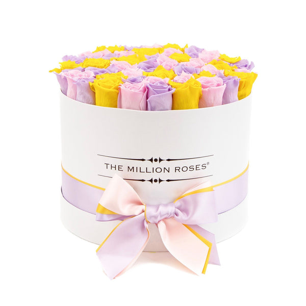 Medium  - Spring Eternity Roses - White Box - The Million Roses Slovakia