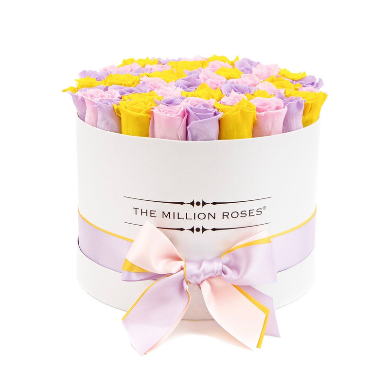 Medium  - Spring Eternity Roses - White Box - The Million Roses Slovakia