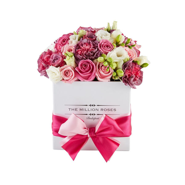 Cube - Pink Mix- White Box - The Million Roses Slovakia