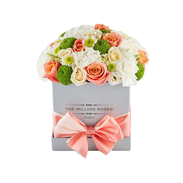 Cube - Orange Mix- Silver Box - The Million Roses Slovakia