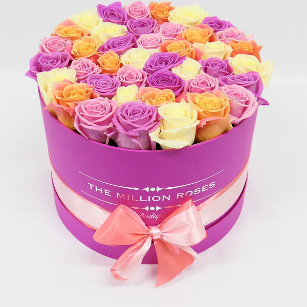 Medium - Mix Roses - Hot Pink Box - The Million Roses Slovakia