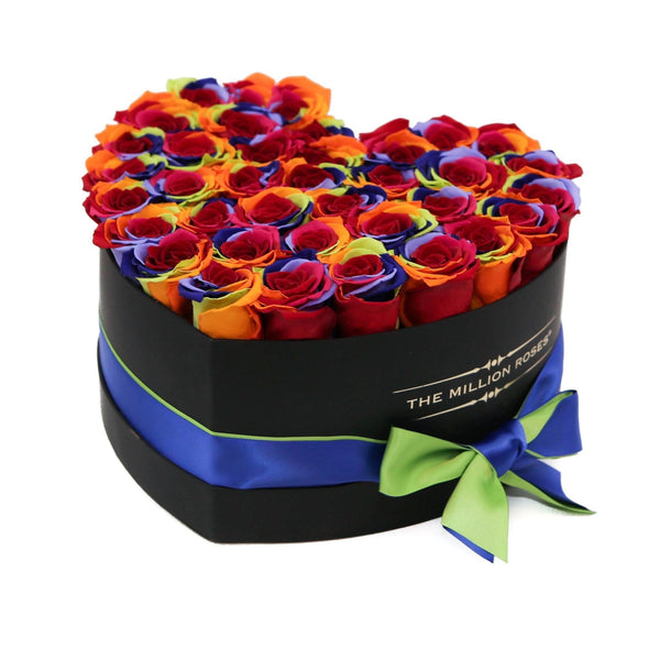 The Million Love Heart - Rainbow Eternity Roses - Black Box - The Million Roses Slovakia
