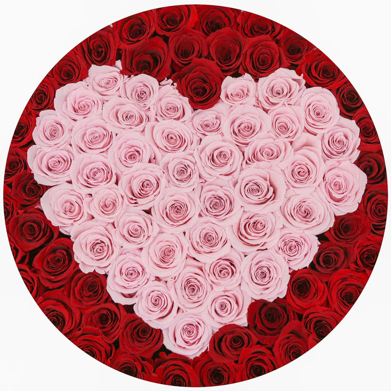 The Million Large Luxury Box - Red Roses & Pink Heart - The Million Roses Slovakia