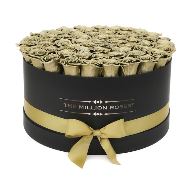 The Million Large Luxury Box - Gold Eternity Roses - Black Box - The Million Roses Slovakia