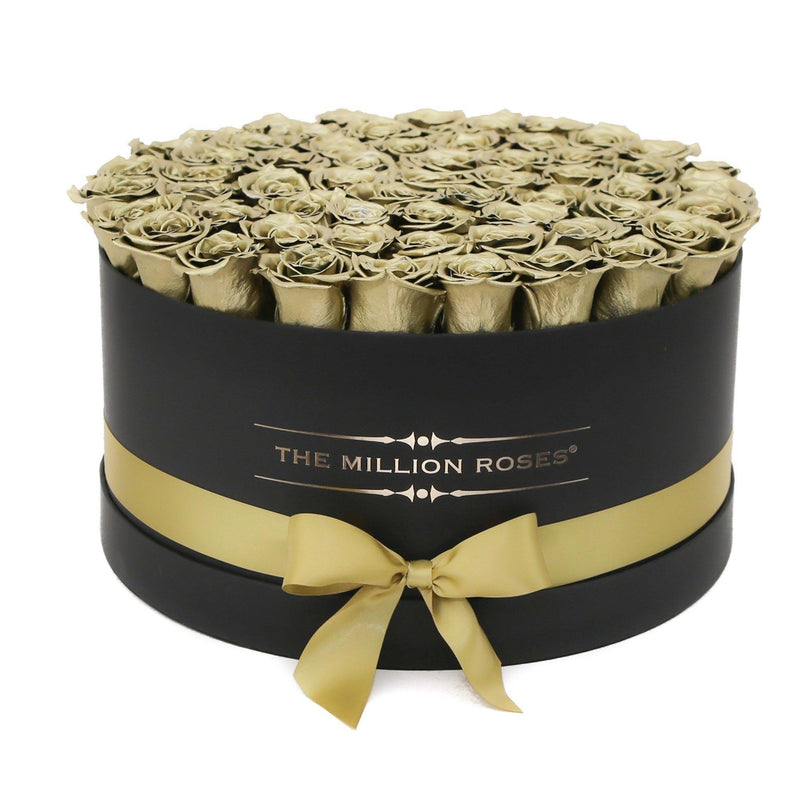The Million Large Luxury Box - Gold Eternity Roses - Black Box - The Million Roses Slovakia