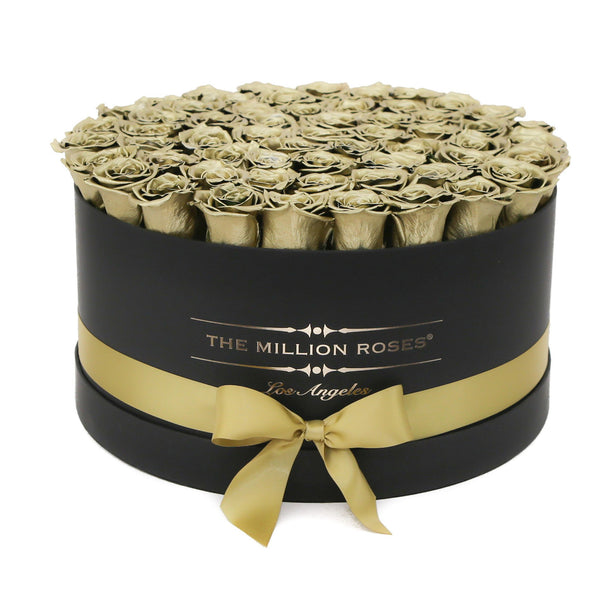 The Million Large Luxury Box - Gold Roses - Black Box - The Million Roses Slovakia
