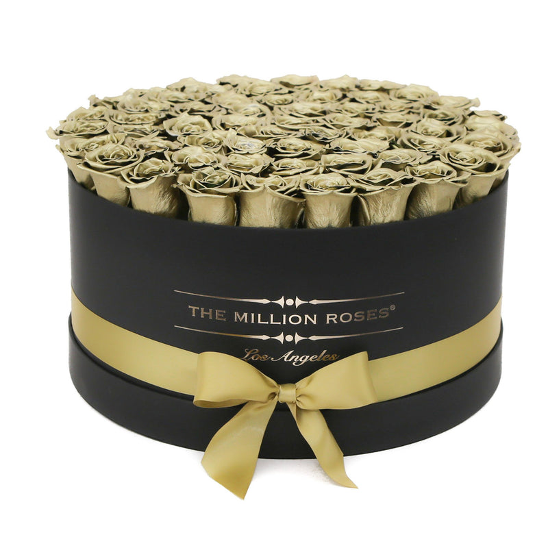 The Million Large Luxury Box - Gold Roses - Black Box - The Million Roses Slovakia