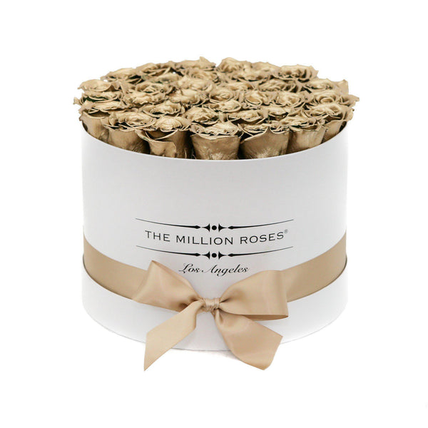 Medium - Gold Roses - White Box - The Million Roses Slovakia