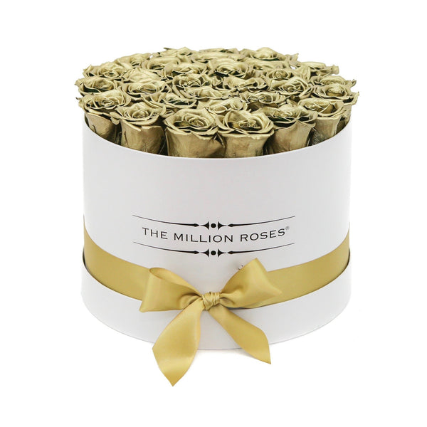 Medium - Gold Eternity Roses - White Box - The Million Roses Slovakia