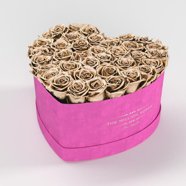 NOVÝ Ruzový semišový srdiečkový box s trvácnymi ružami ( heart eternity) - The Million Roses Slovakia