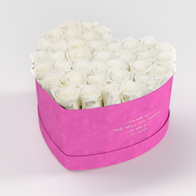 NOVÝ Ruzový semišový srdiečkový box s trvácnymi ružami ( heart eternity) - The Million Roses Slovakia