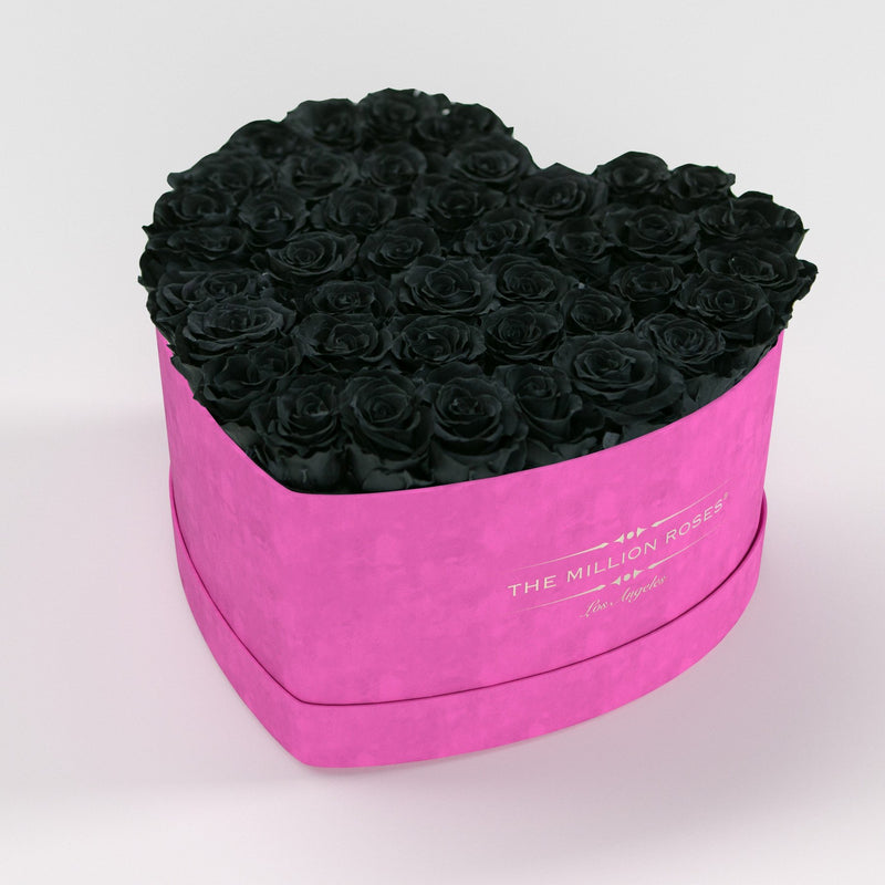 NOVÝ Ruzový semišový srdiečkový box s trvácnymi ružami ( heart eternity) - The Million Roses Slovakia