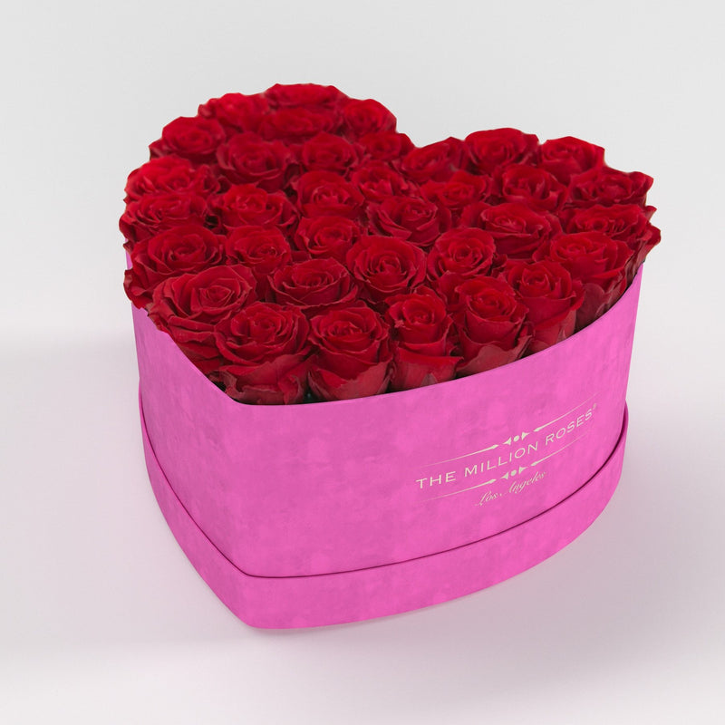 NOVÝ Ruzový semišový srdiečkový box s trvácnymi ružami ( heart eternity) - The Million Roses Slovakia