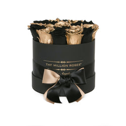 Small - Black & Gold Eternity Roses - Black Box - The Million Roses Slovakia