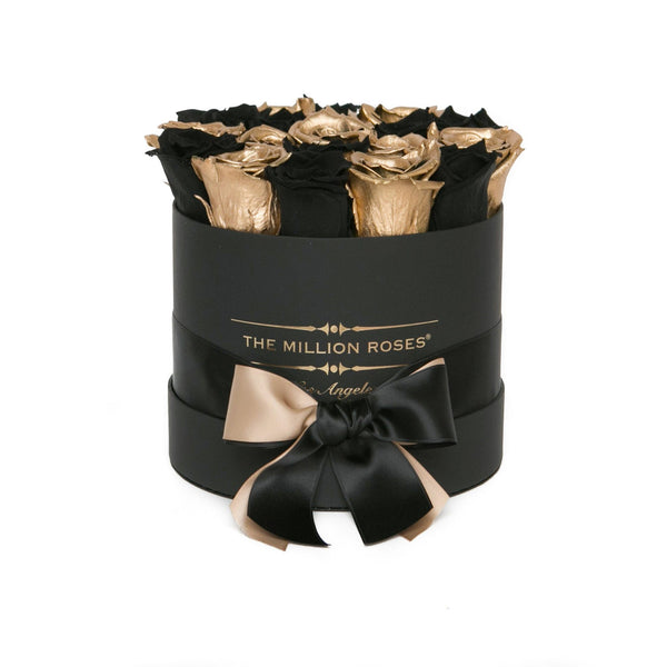 Small - Black & Gold Eternity Roses - Black Box - The Million Roses Slovakia