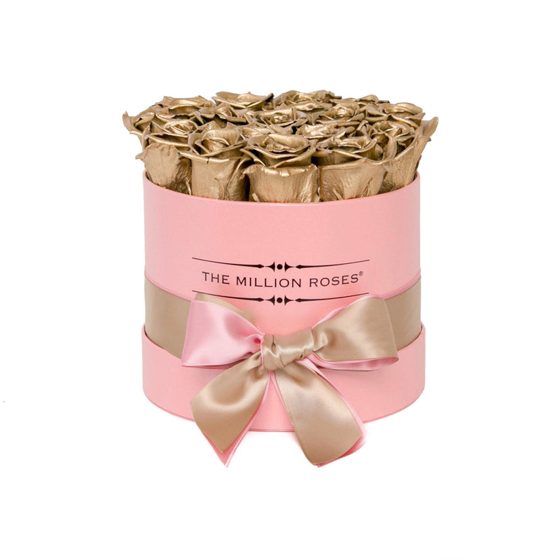 Small - Gold Eternity Roses - Pink Box - The Million Roses Slovakia