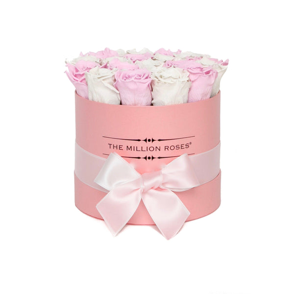 Small - Candy Pink & White  Eternity Roses - Pink Box - The Million Roses Slovakia