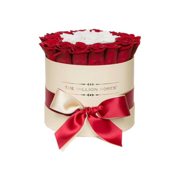 Small - Red & White Eternity Roses - Vanilla Box - The Million Roses Slovakia