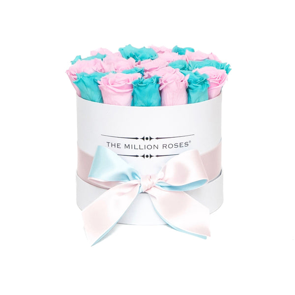 Small - Tiffany Blue & Candy Pink Eternity Roses - White Box - The Million Roses Slovakia