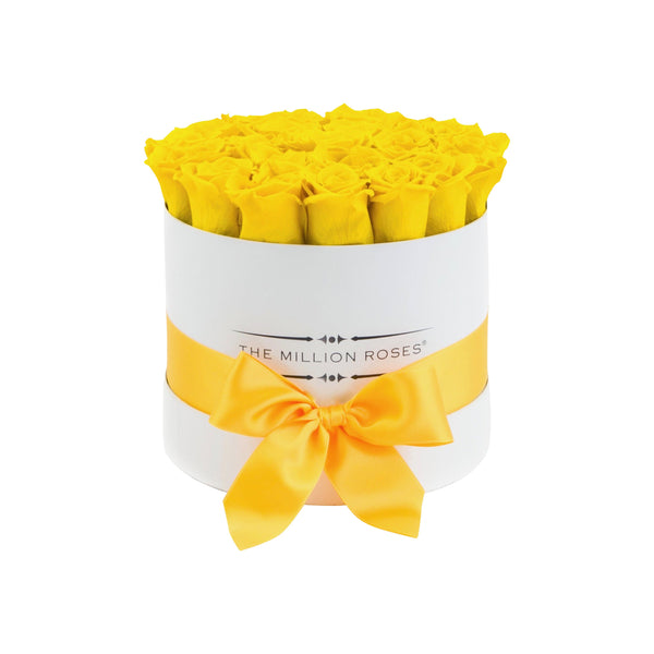 Small - Light Yellow Eternity Roses - White Box - The Million Roses Slovakia