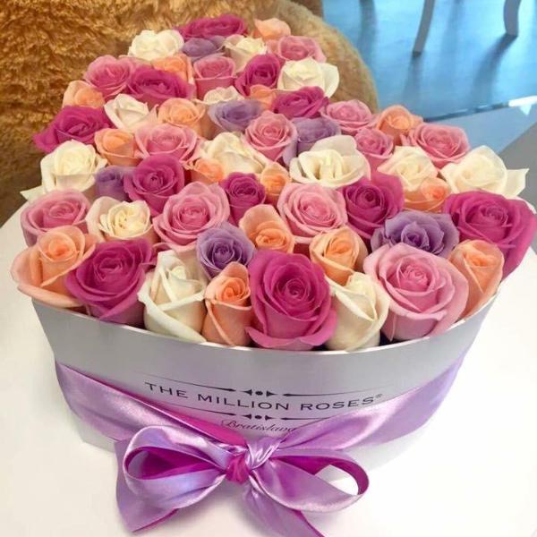 The Million Love Heart - Mix Roses - White Box - The Million Roses Slovakia