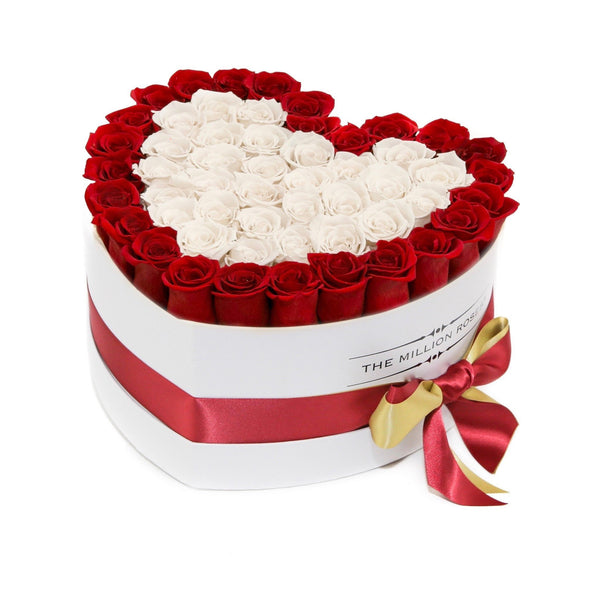The Million Love Heart - Red / White Eternity Roses - White Box - The Million Roses Slovakia