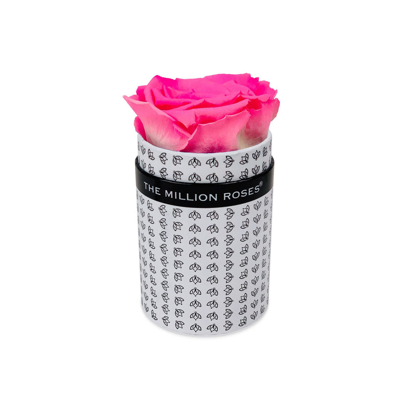 Single Rose Box - White All Over Logo - The Million Roses Slovakia