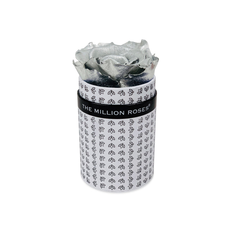 Single Rose Box - White All Over Logo - The Million Roses Slovakia
