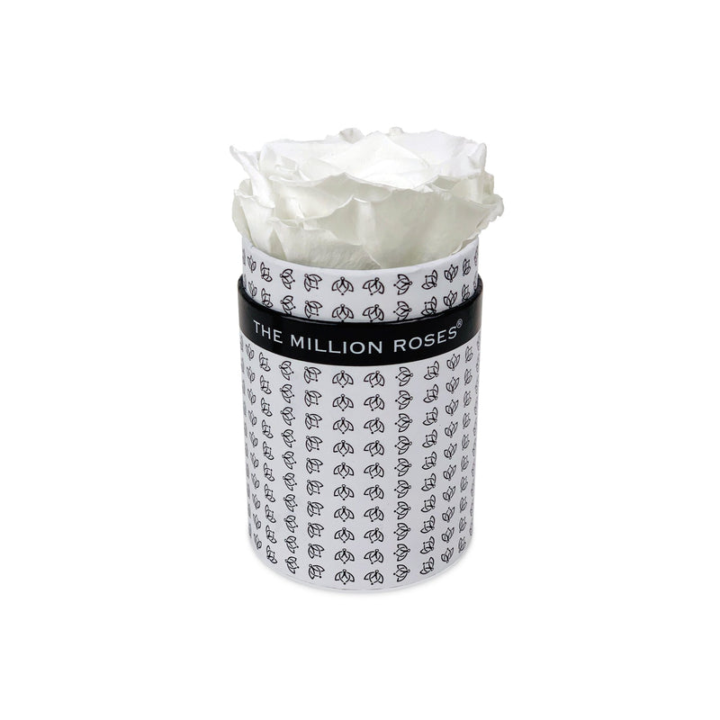 Single Rose Box - White All Over Logo - The Million Roses Slovakia