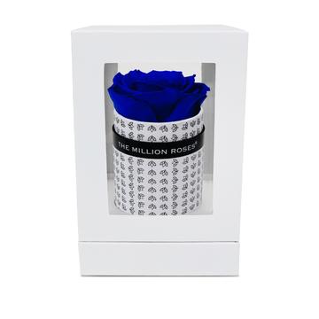 Single Rose Box - White All Over Logo - The Million Roses Slovakia