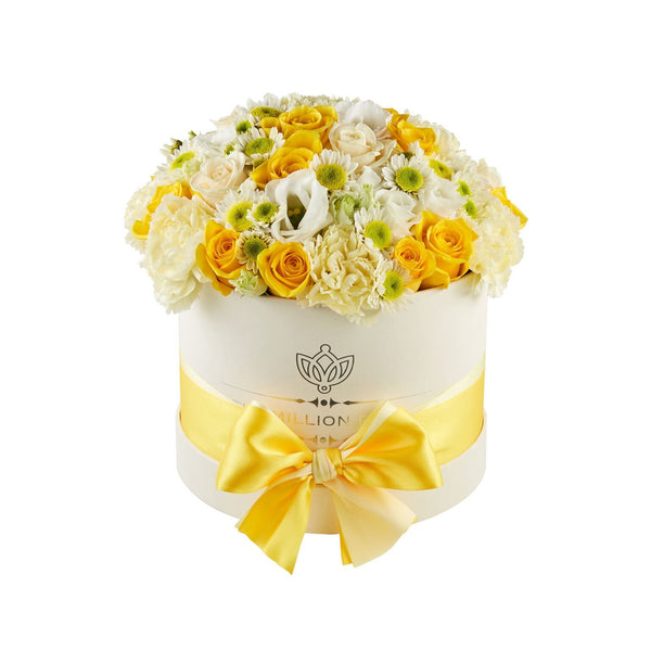 Small - Yellow Mix  - White Box - The Million Roses Slovakia
